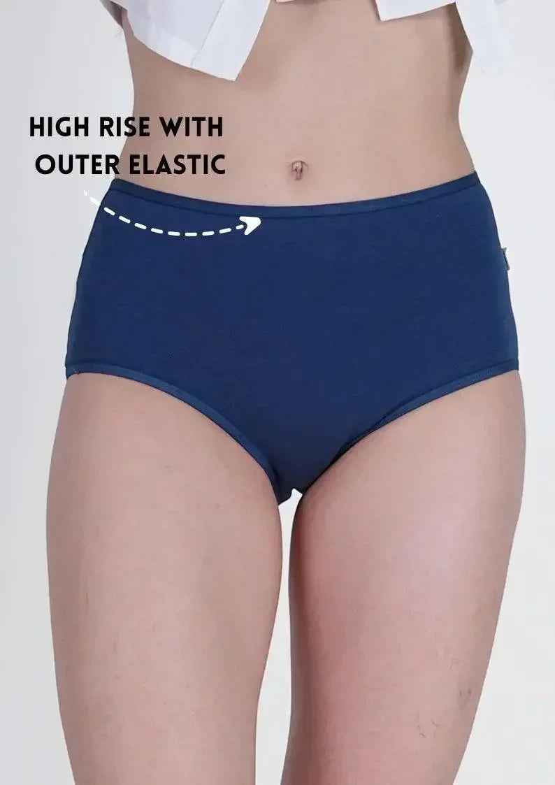 Cotton Stretch High Hipster – Full Coverage in Dark Blue | Pack of 1