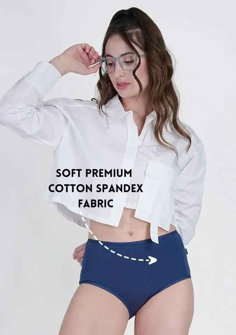 Cotton Stretch High Hipster – Full Coverage in Dark Blue | Pack of 1