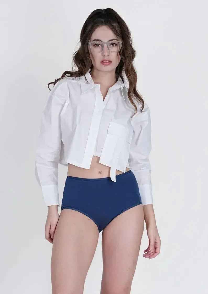 Cotton Stretch High Hipster – Full Coverage in Dark Blue | Pack of 1