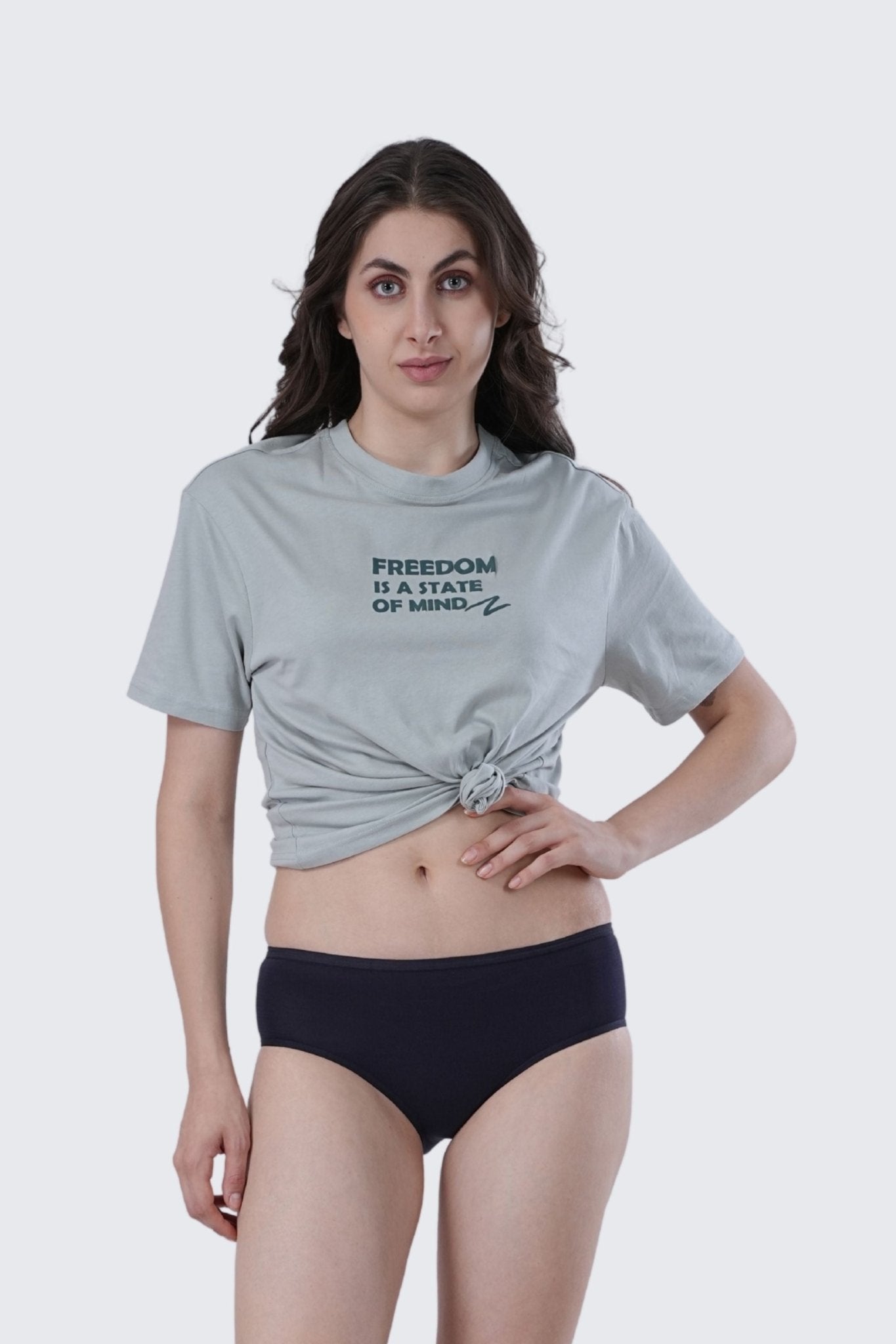 Midnight Blue Self Texture Mid Rise Hipster Panty - SOVIV