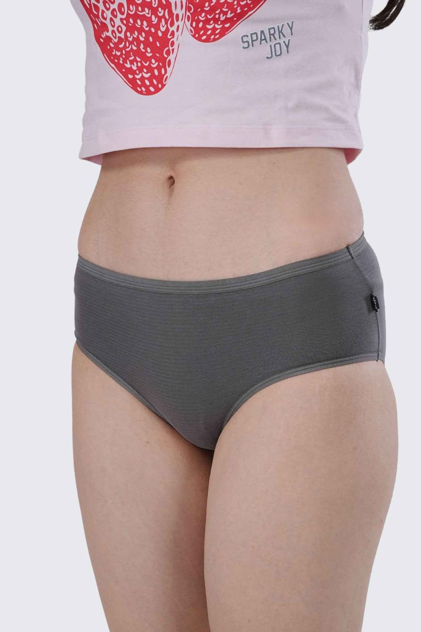 Textured Cotton Stretch Hipster – Mid Rise in Moonstone | Pack of 1