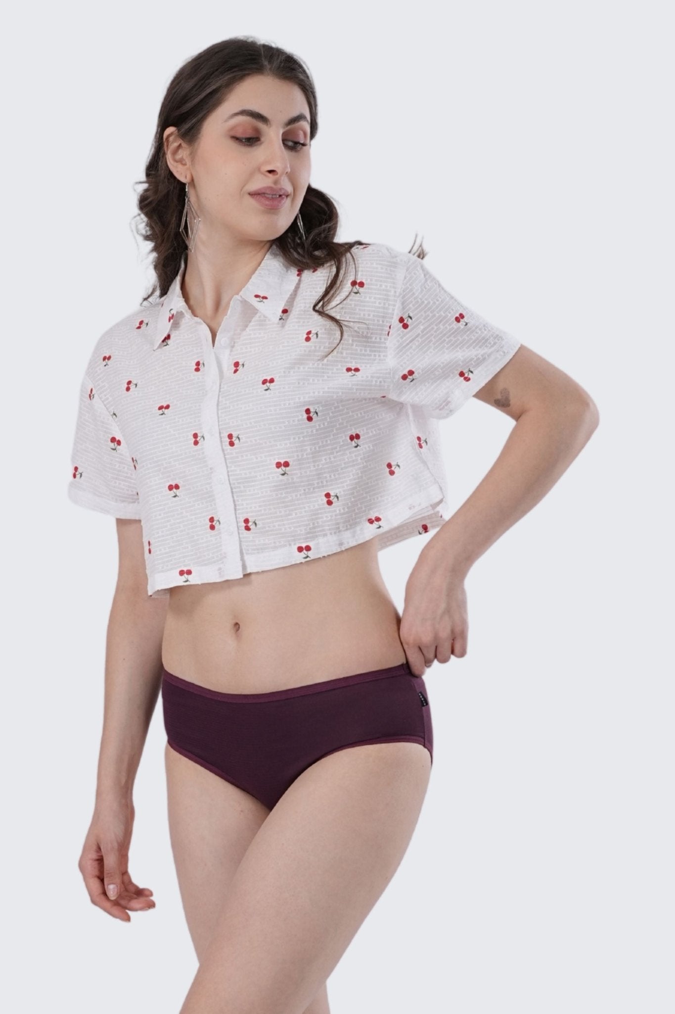Mulberry Self Texture Mid Rise Hipster Panty - SOVIV