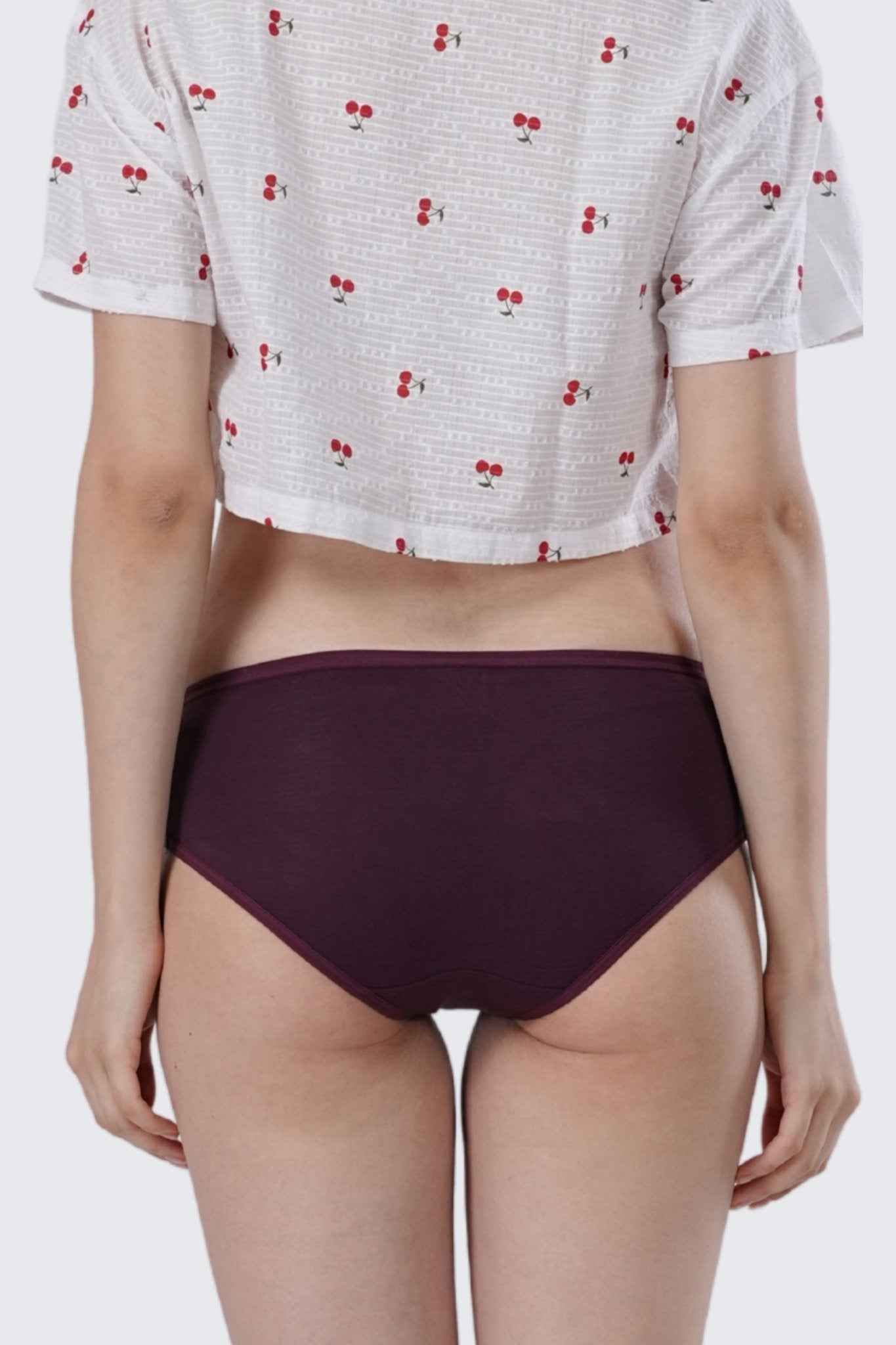 Textured Cotton Stretch Hipster – Mid Rise in Mulberry | Pack of 1