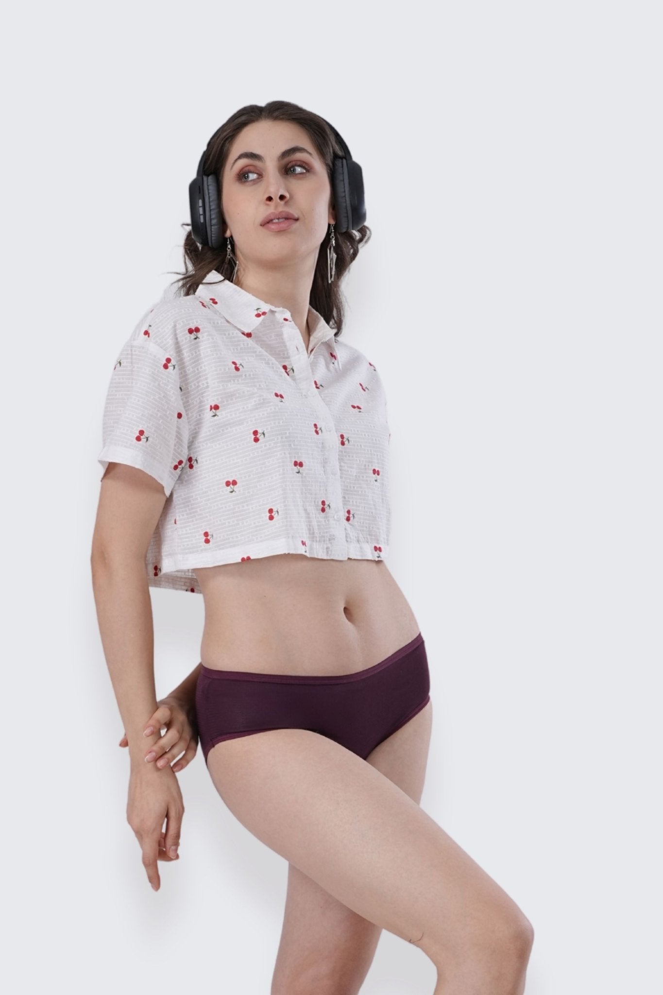 Mulberry Self Texture Mid Rise Hipster Panty - SOVIV