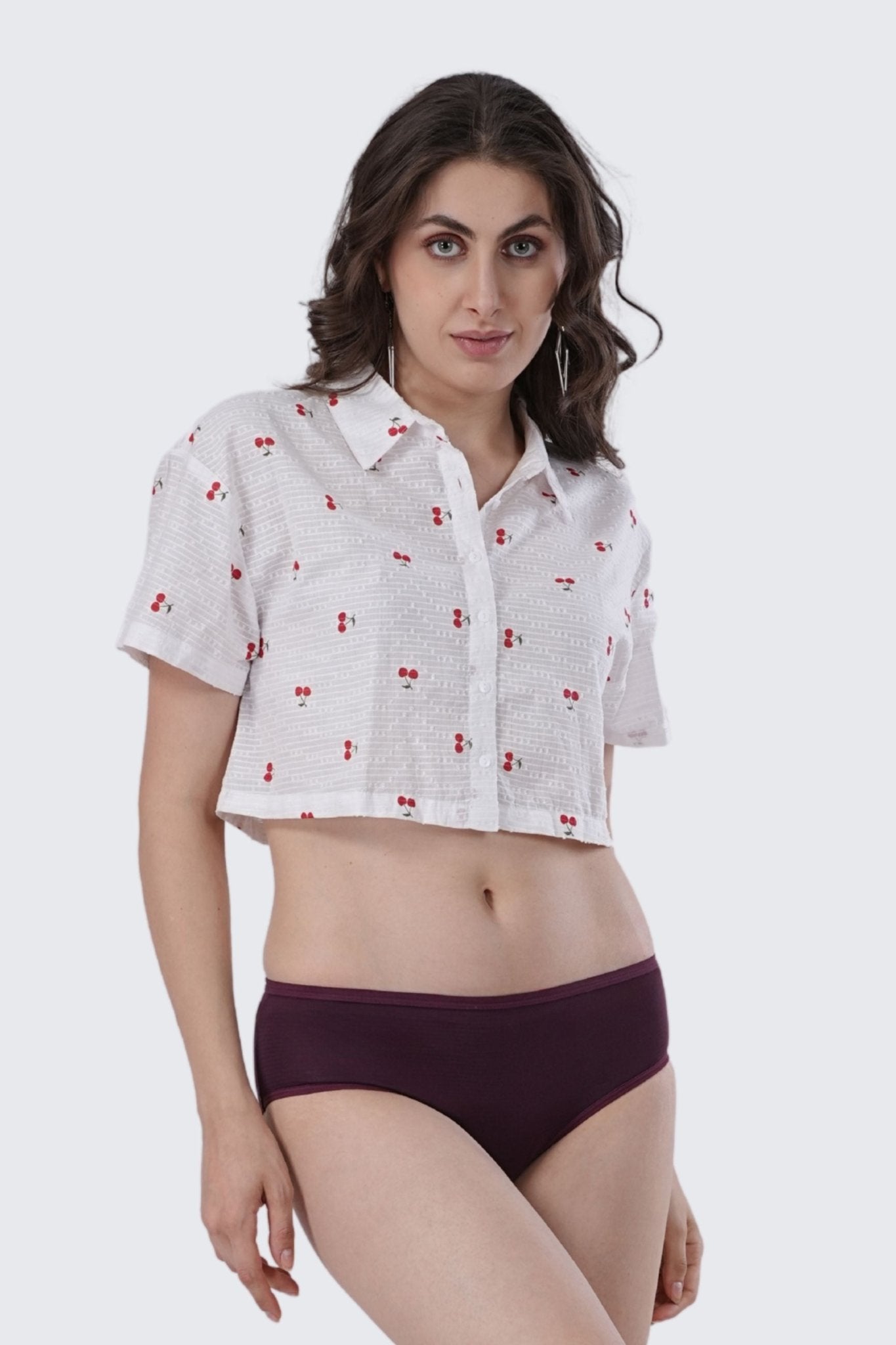 Mulberry Self Texture Mid Rise Hipster Panty - SOVIV