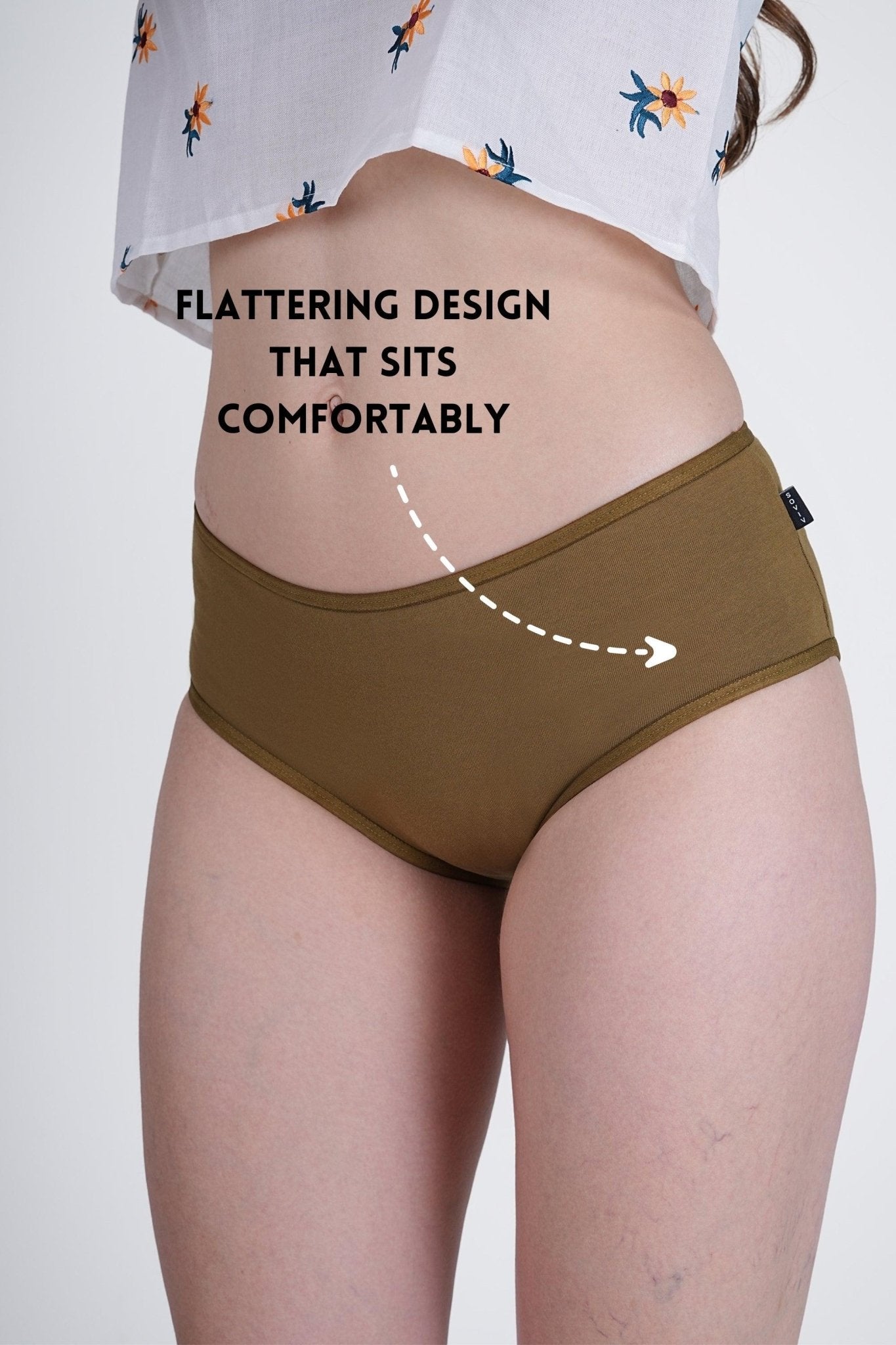 Olive Green Mid Rise Hipster Panty - SOVIV