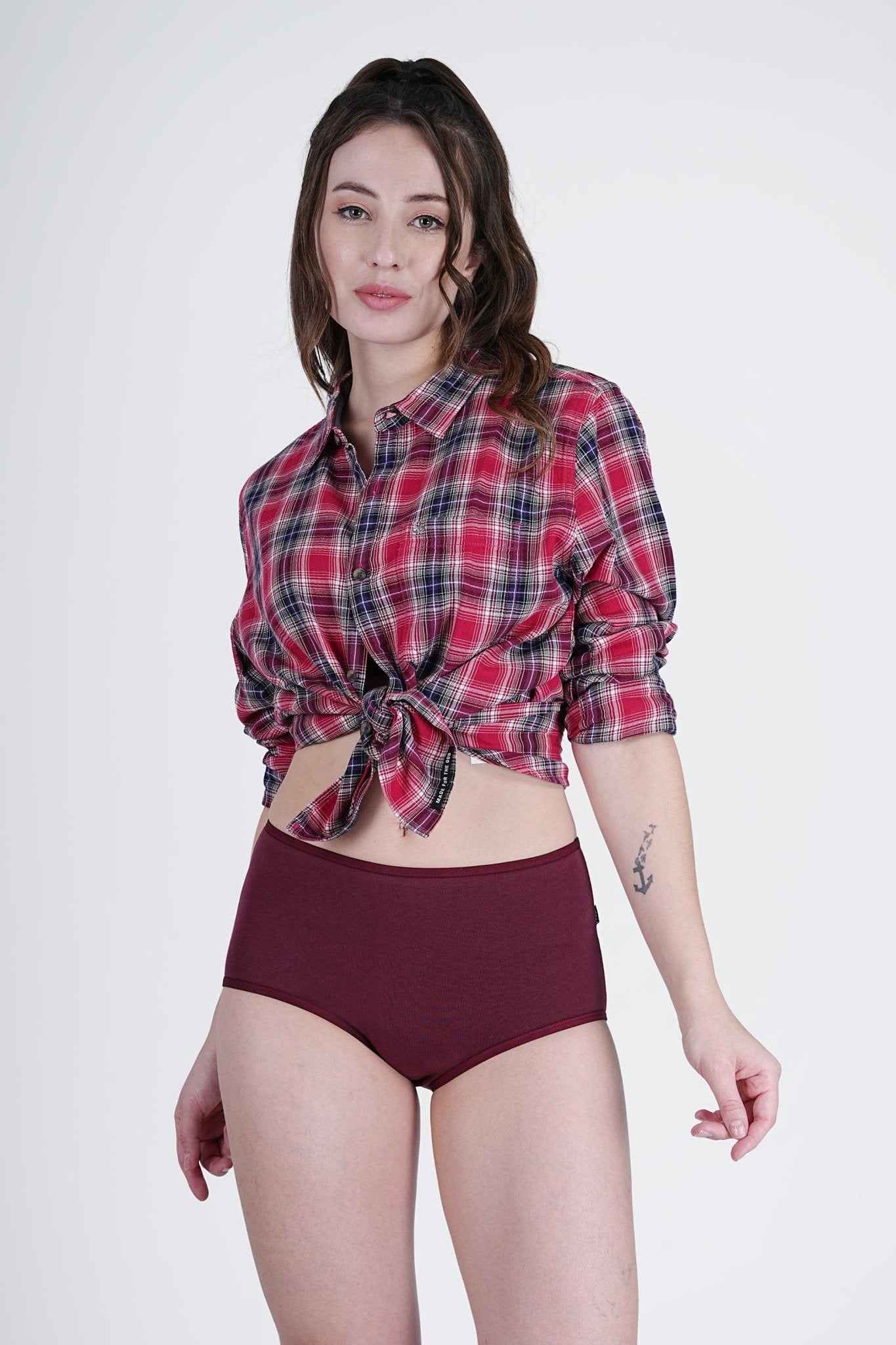 Cotton Stretch High Hipster – Full Coverage in Sangria | Pack of 1