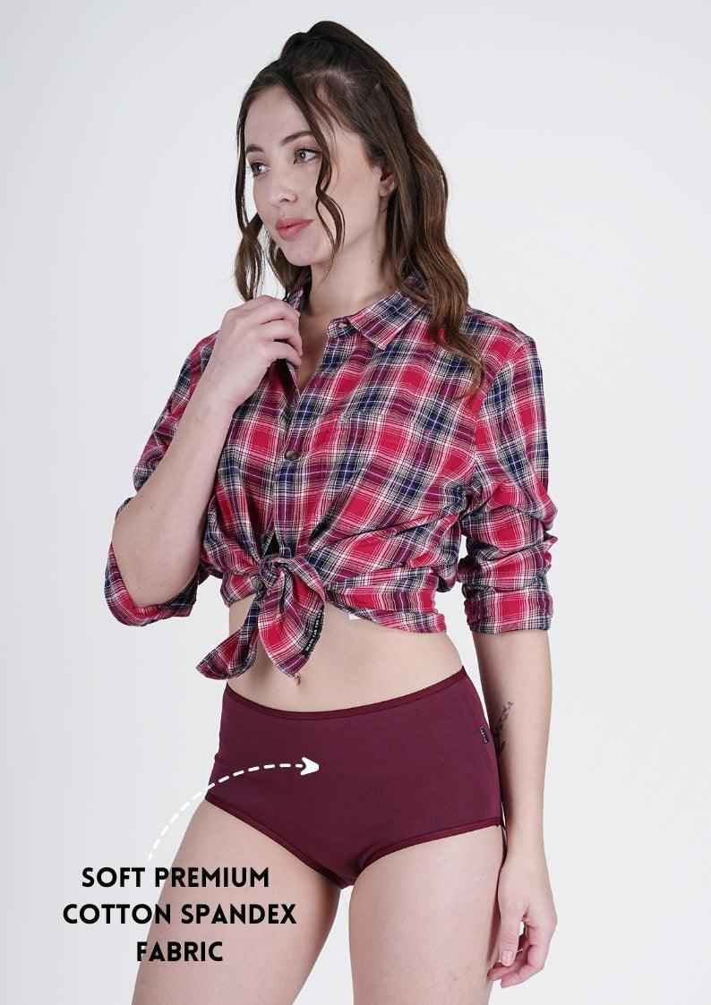 Cotton Stretch High Hipster – Full Coverage in Sangria | Pack of 1