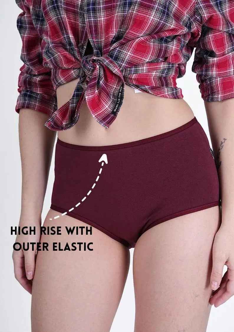 Cotton Stretch High Hipster – Full Coverage in Sangria | Pack of 1
