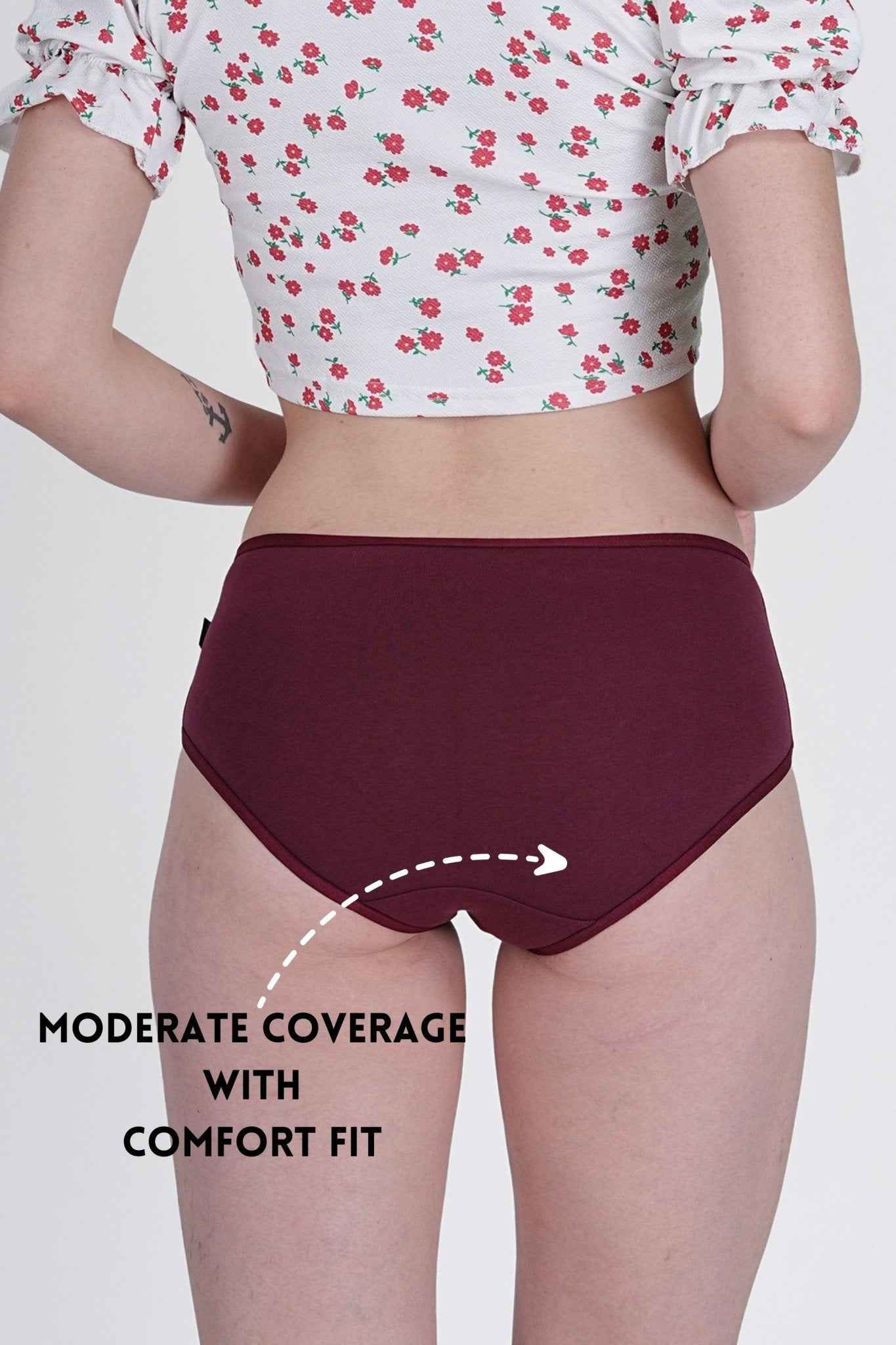 Cotton Stretch Hipster – Mid Rise in Sangria | Pack of 1