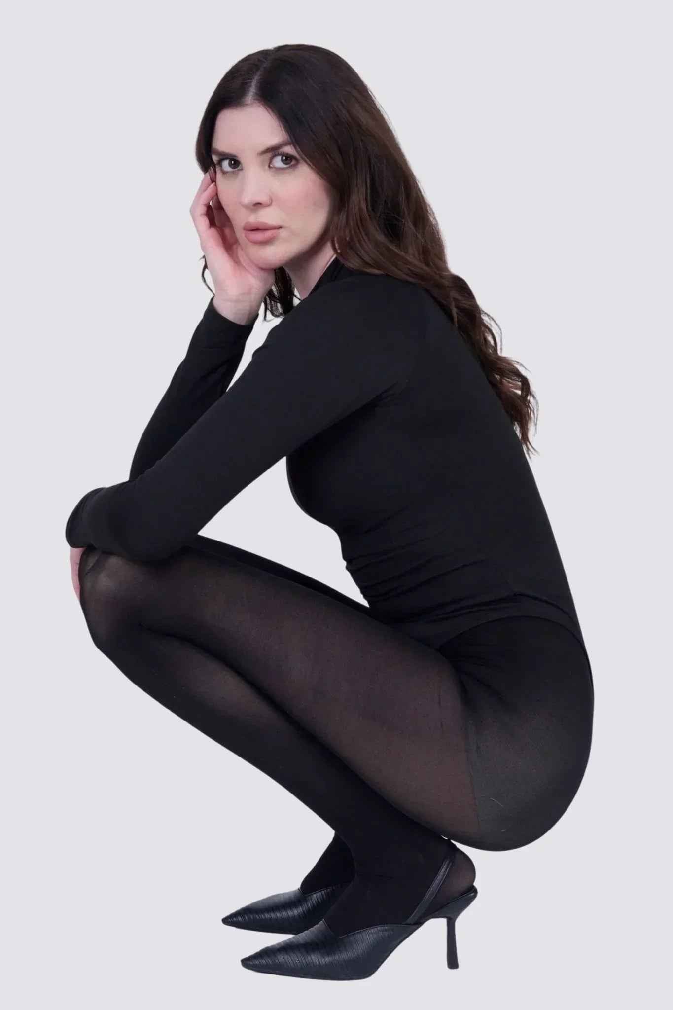 Classic Black Semi Opaque Nylon Pantyhose!