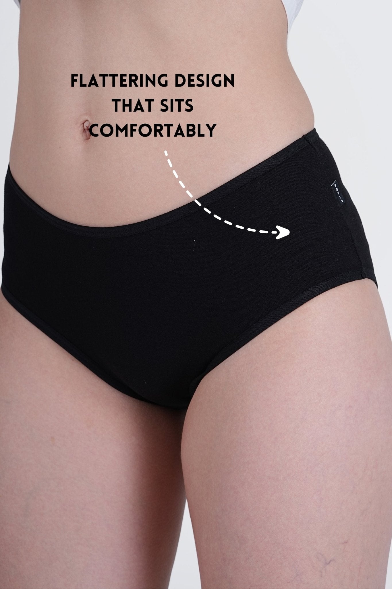 Black Mid Rise Hipster Panty - SOVIV