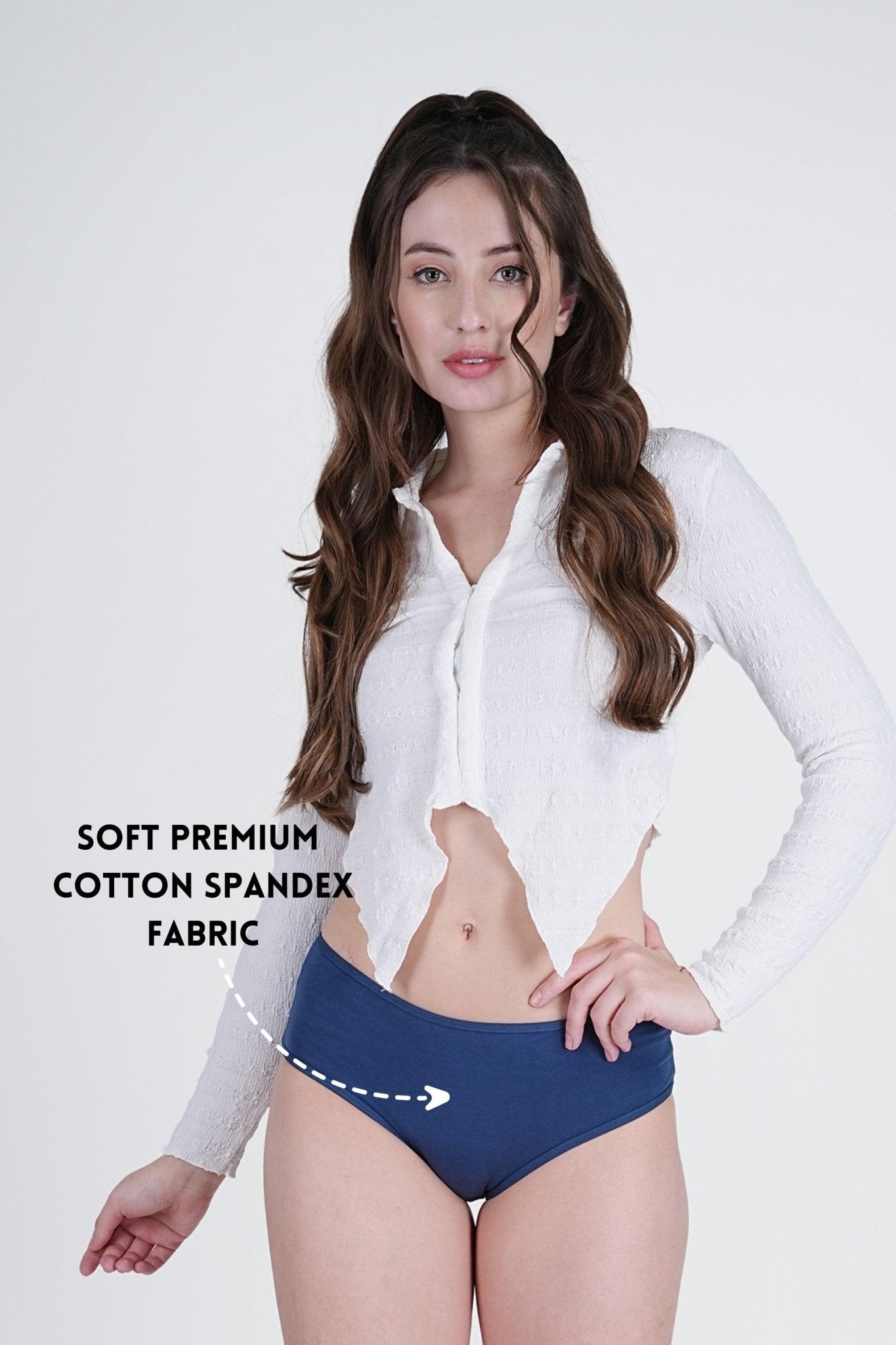 Dark Blue Mid Rise Hipster Panty - SOVIV