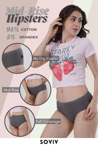Moonstone Self Texture Mid Rise Hipster Panty - SOVIV
