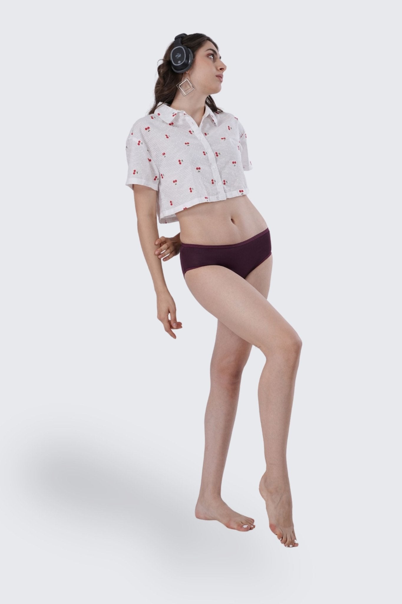Mulberry Self Texture Mid Rise Hipster Panty - SOVIV