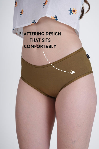 Olive Green Mid Rise Hipster Panty - SOVIV